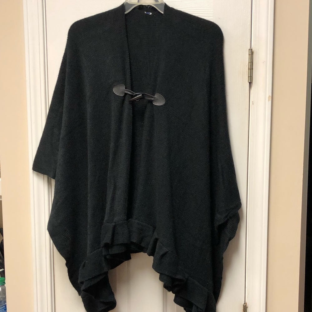Plus sized black poncho.